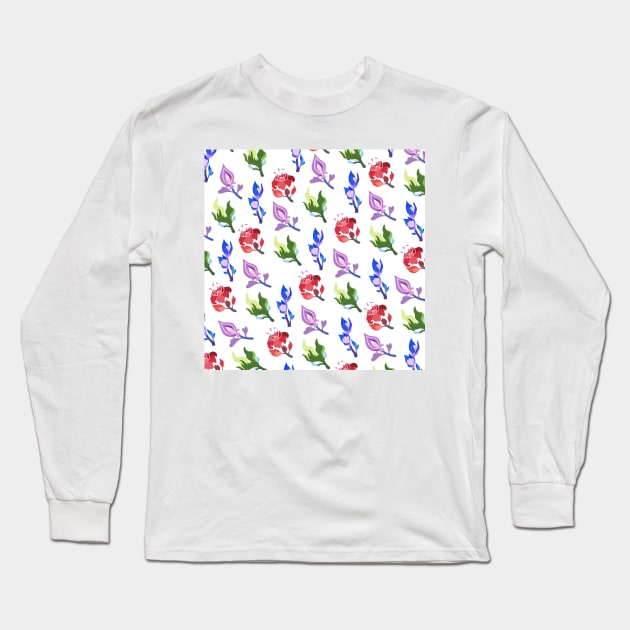 Inazuma Flowers Print (White) Long Sleeve T-Shirt by casserolestan